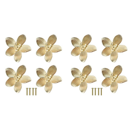 8X Flower Drawer Knobs Petal Cabinet Knobs Dresser Knobs Furniture Drawer Pulls Handles for Wardrobe Door Pulls Old Gold