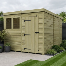 8 x 9 Pent Shed Tanalised (Single Door, With Windows)
