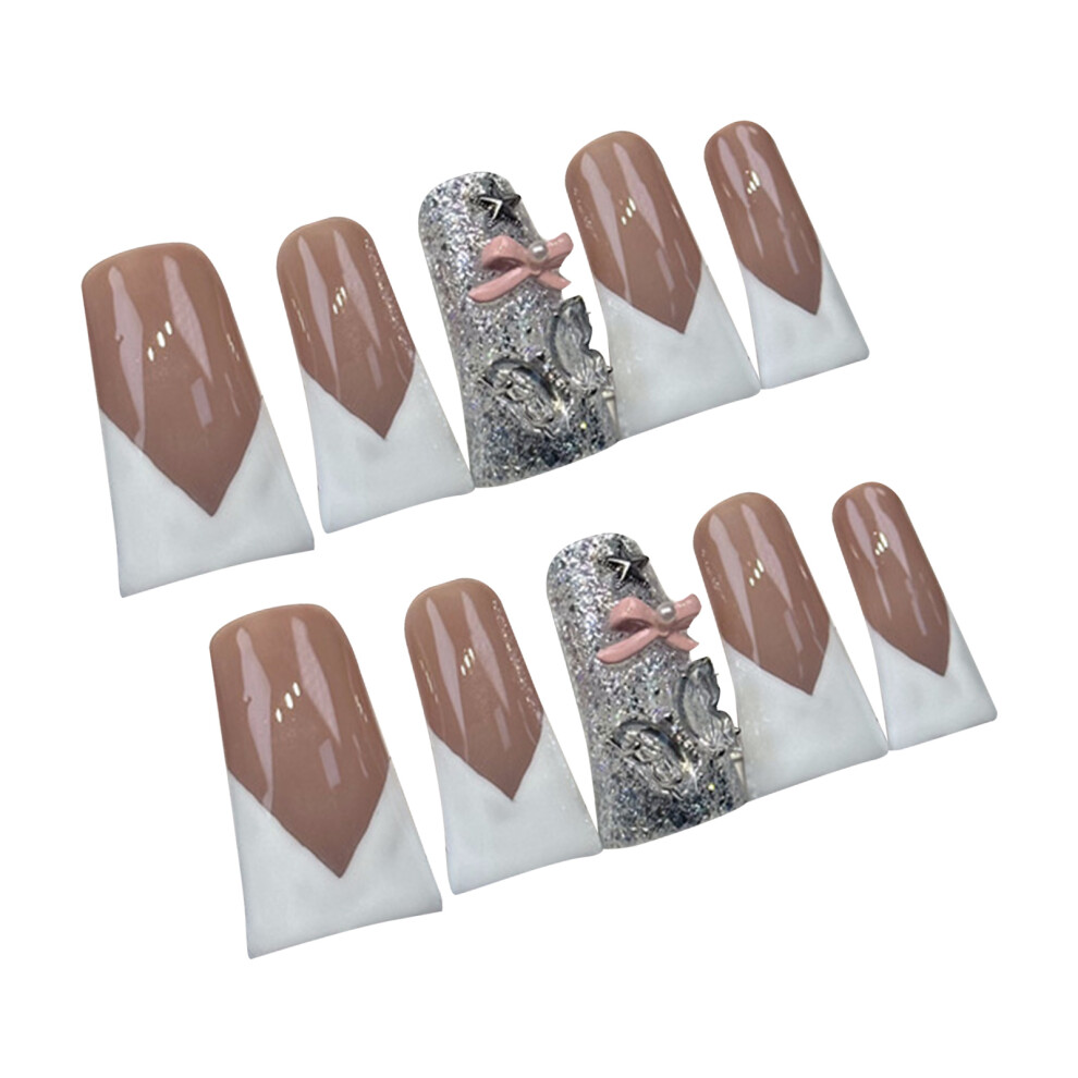 Dcph-Clothing (S) French Tip Press On Nails - Reusable & Long Lasting