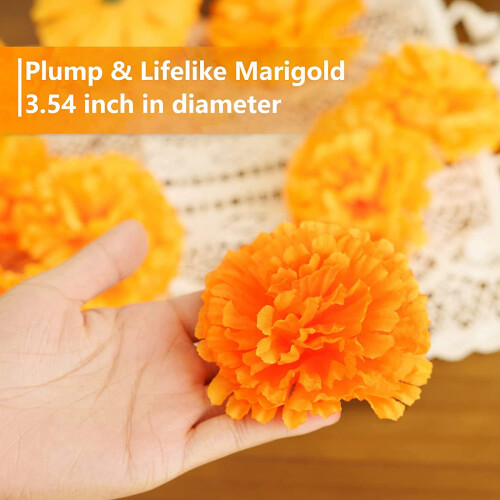 Flores de CalêNdula de 3,9 Polegadas Artificial Dia da Flor Morta 250 Unidades Cabeça de Flores de CalêNdula Falsa para Confecção de Grinaldas de 1