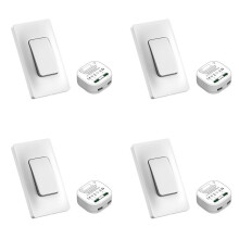 4X Kit de Receptor y Interruptor de Luz Inalámbrico Autoalimentado, Interruptor de Pared con Control Remoto, Accesorios de Iluminación