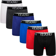 (XXL, Red/Blue/Black/Royal Blue/Dark Grey/White) Keanu Mens Cotton Blend Boxer Shorts (Pack of 6)
