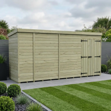 15 x 4 Pent Shed Tanalised (Double Door, No Windows)