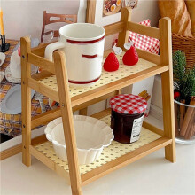 2X Wooden Storage Shelf,2-Tier Desktop Organizer - Multi-Use Display Rack for Office Supplies, Makeup, Stationery