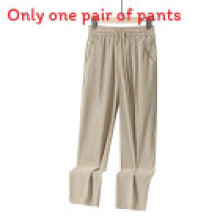 (Khaki,L)Ice Silk Mens Breathable Sport Pants With Drawstring Waist For Active Lifestyle