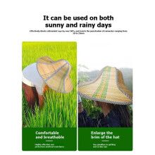 2X Chinese Retro Bamboo Rattan Fisherman Hat, Handmade Weave Straw, Tourism Rain Dance Props, Cone Fishing Sunshade