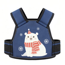 (Dark Blue Bear)Electric Motorcycle Child Harness With Cartoon Print For Safe Experience Riding