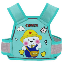 (Green Puppy)Electric Motorcycle Child Harness With Cartoon Print For Safe Experience Riding