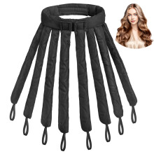 (Black)Octopus Wavepattern Hair Curler With Mixed Materials For Noheat Hairdo Bedtime