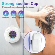 Tragbarer Lautsprecher mit Saugnapf, Wasserdicht, mit LED-Licht, Kabellos, für Dusche, Camping, Strand und Pool, Weiß