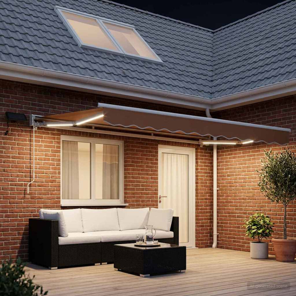 Vidaxl Manual Awning Frame With Leds Sand 4 X 3.5 M