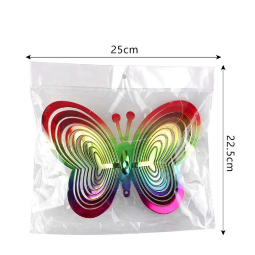 2X Butterfly Wind Spinners Hanging Ornaments Bird Deterrent Wind Catcher Rotating Wind Chime E 2