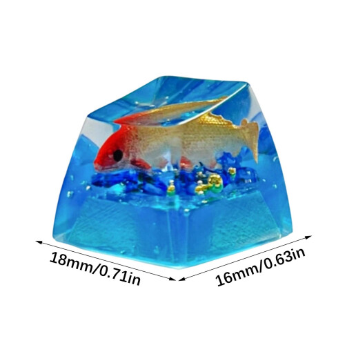 Handmade Resin Fish Keycap For Mechanical Keyboards With-Gold 1
