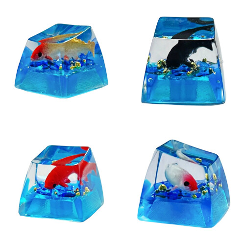 Handmade Resin Fish Keycap For Mechanical Keyboards With-Gold 2