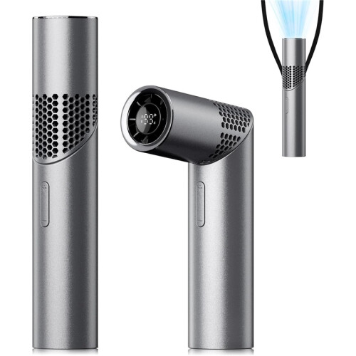 Tragbarer Mini-Nackenventilator, Lippenstift-Multifunktion, Reise-Grau