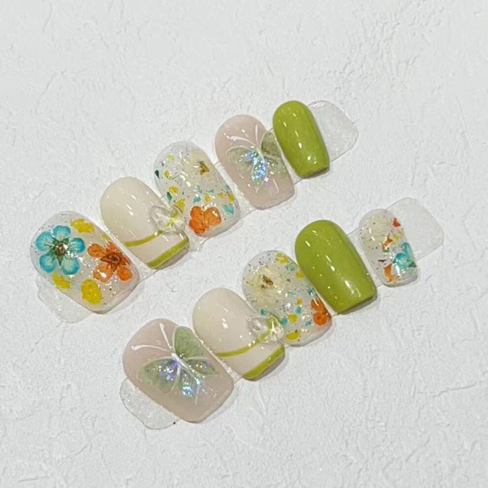 Creation-3C (Xs) 10Pcs Butterfly Fake Nails, Long Lasting & Flexible