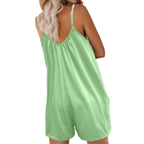 Lässige Damen-Overalls, ärmellos, Strampler,-Hellgrün M 2