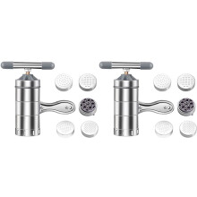2X Máquina de Fazer Macarrão, Prensa Manual de Macarrão em Aço Inoxidável, Máquina de Fazer Macarrão, Molde de Macarrão