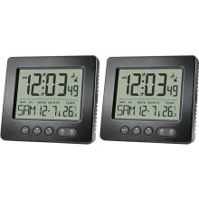 2X Rádio-Relógio Digital, Rádio-Relógio com 2 Horários de Alarme, Termômetro, Relógio Controlado Por Rádio, 5 Minutos