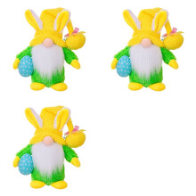 3X Cute Easter Gnome Gift, LED Light Gnome Lamp with Hat, Gnome Indoor Decorations for Home Yellow