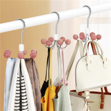 Hoodie Hangers 6-Pack with 6 Balls, 360Swivel Purse Hanger, Scarf Hanger, Closet Hooks, Handbag Organizer, Bra Hanger