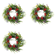 3X Spring Wreaths for Front Door 18in Outside Welcome Summer Flowers Greenery All Seasons Round Wreaths
