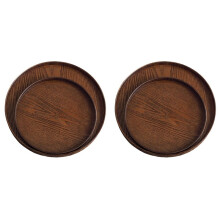 2X Rundes Serviertablett Aus Holz, 21/27/30 cm, Holzplatte, Dekoratives Tablett für Kaffee, Heimtisch, Frühstück, Abendessen, Tee, Essenstablett S