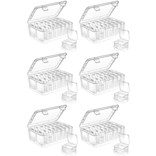 6 Set Small Storage Box with Lid Small Plastic Clear Box Plastic Storage Container Box Empty  Organiser