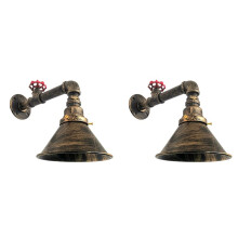 2Pcs Vintage Industrial Rustic Wall Table Lights Steampunk Metal Water Pipe Ceiling Wall Table Lights