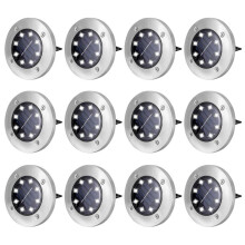 8 LED Solar Ground Lights Outdoor Waterproof Landscape Disk Lamp for Garden Pathway Yard Deck Patio Walkway 12 Packs