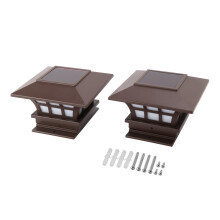 2Pack Solar Post Lights Waterproof Outdoor Cap Lights for Wooden or Vinyl Posts Deck LED Lights