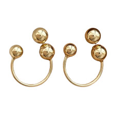 Fashionable Convertible Round Bead Dangle Earrings-Gold-color