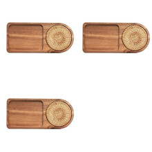 3X Coffee Tray Wood Plate Breakfast Tray for Serving Food Hospitality Coffeeware Teaware Decor Table Decoration B