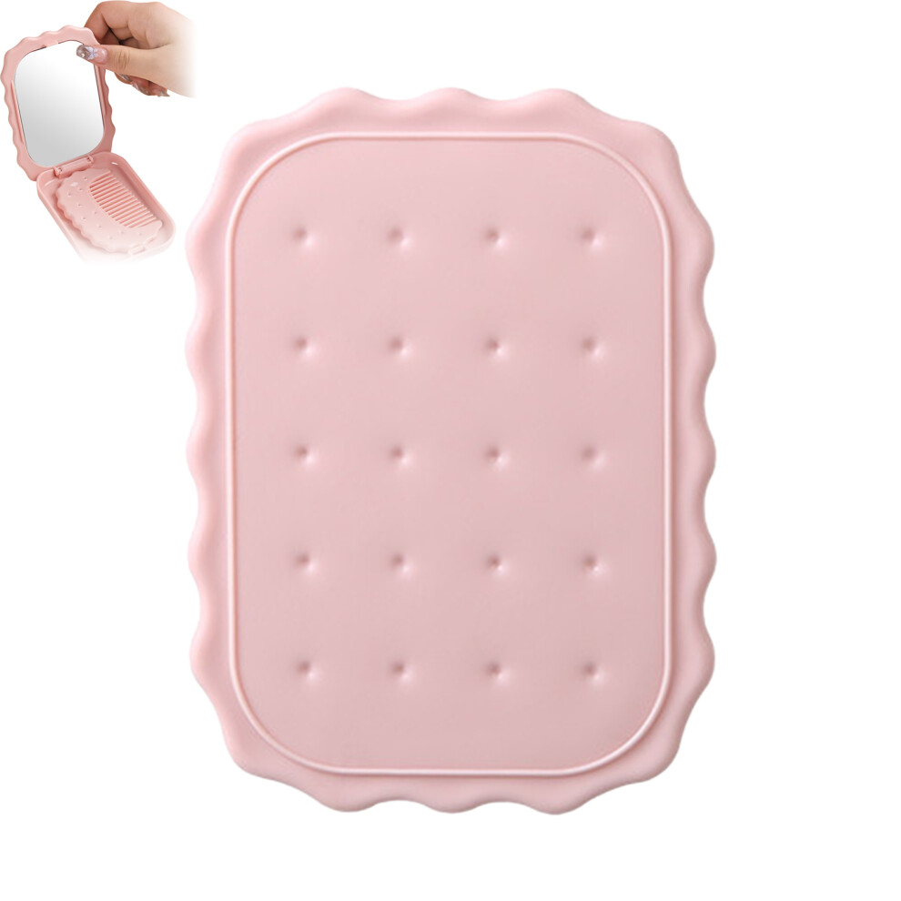 Creation-3C (Pink, Square) Foldable Comb Mirror Set For Women & Girls