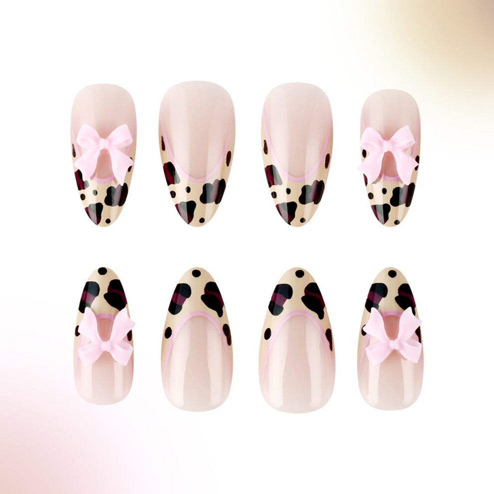 Dachuang Beauty Nude Pink Leopard Almond Fake Nails