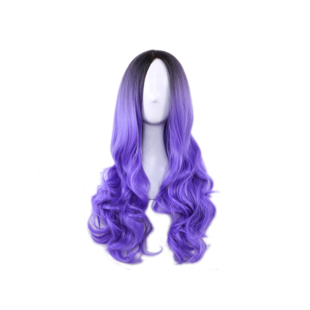 Hue-Grain (Ombre Purple) 70Cm Long Curly Wig Ombre Cosplay Synthetic Hair
