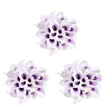 72 StüCke KüNstliche Calla Lily Blumen für DIY Braut Hochzeits Strauß Mittel StüCke Haus Dekor (Lila im Weiß)
