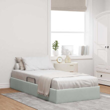 vidaXL Storage Bed with Mattress Light Grey 100 x 203 cm Velvet