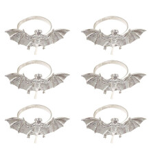 Halloween Bat Napkin Rings Set, Metal Alloy Holder for Dinner Table, 6 Pcs