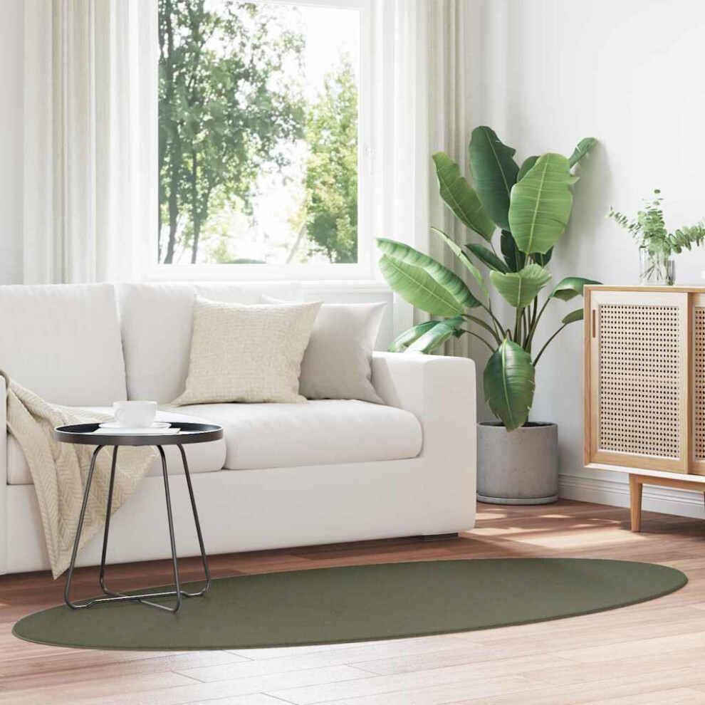 Vidaxl Area Rugs Oval Huarte Forest Green 170 X 120 Cm 100% Polyester