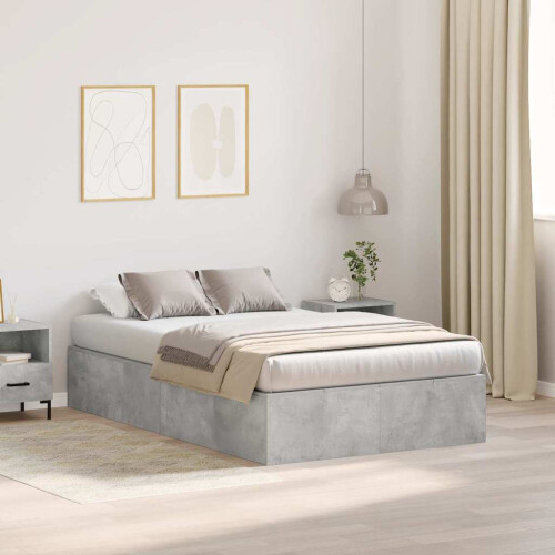 VidaXL vidaXL Storage Bed Frame Concrete Grey 120 x 190 cm Engineered Wood