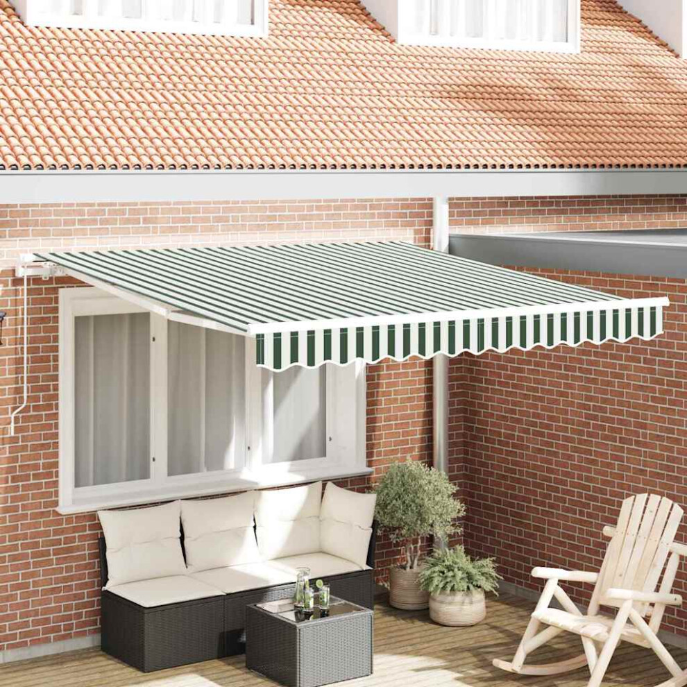 Vidaxl Retractable Awning Green And White 300 X 250 X 165 Cm