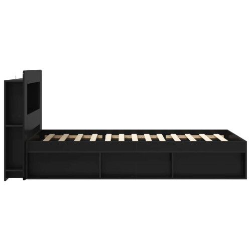 VidaXL vidaXL Bed Frame with Storage Black 75 x 190 cm Engineered Wood 1