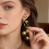 Beautiful Two Style Round Bead Drop Earrings Gold Plated-silver 8