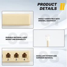 RJ11 6P4C To 6P4C 4 Way Telephone Modular Splitter Adapter Beige