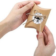 100 Pcs Paper Pillow Boxes, Candy Boxes with Twine, Christmas and Halloween Wedding Gift Packaging Boxes