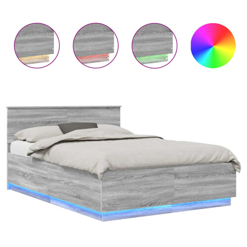 VidaXL vidaXL Bed Frame Grey Sonoma 150 x 200 cm Engineered Wood 2