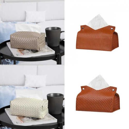 (Style D)Luxury Leather Tissue Holder With Multiuse Waterproof Protection Home Use Car 2