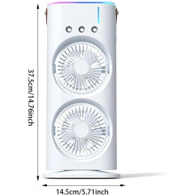 White Portable USB Evaporative Air Cooler, 3-Speed Cooling Fan with Dual Mist Spray, Personal Humidifier for Home, Office, Bedroom & Dorm