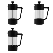 3X Franse Koffie- en Theezetter, Koffiepers van Dik Borosilicaatglas Roestvrij en Vaatwasmachinebestendig, Zwart